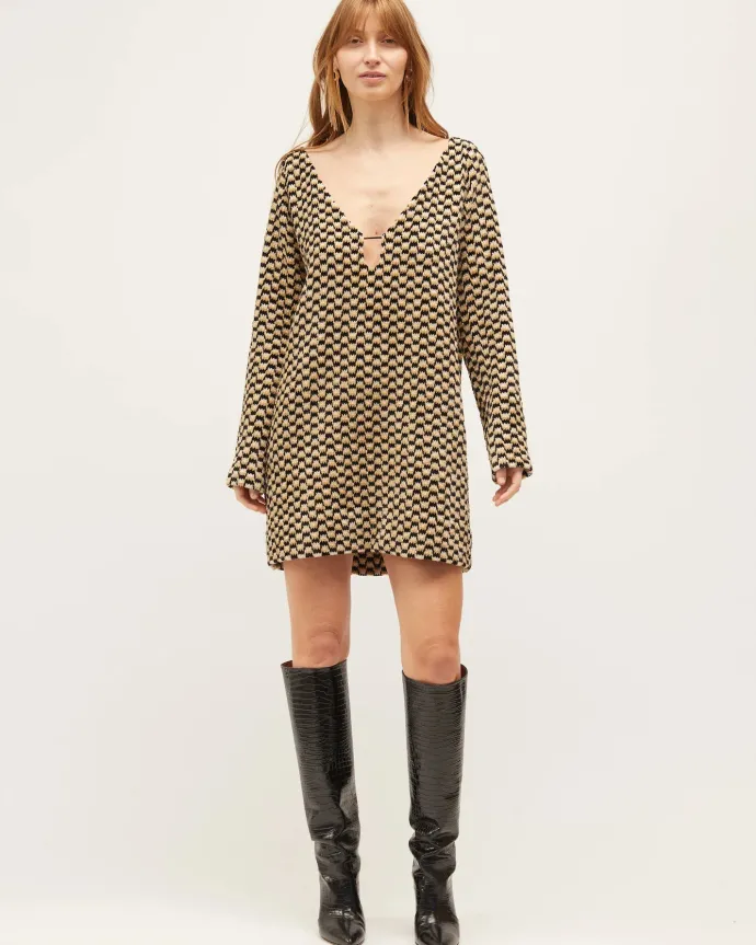 LAST ONE | Dominique Healy - Coco Dress - Zig-Zag Velvet