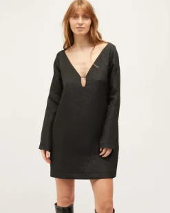 LAST ONE | Dominique Healy - Coco Dress - Black Swirl Jacquard