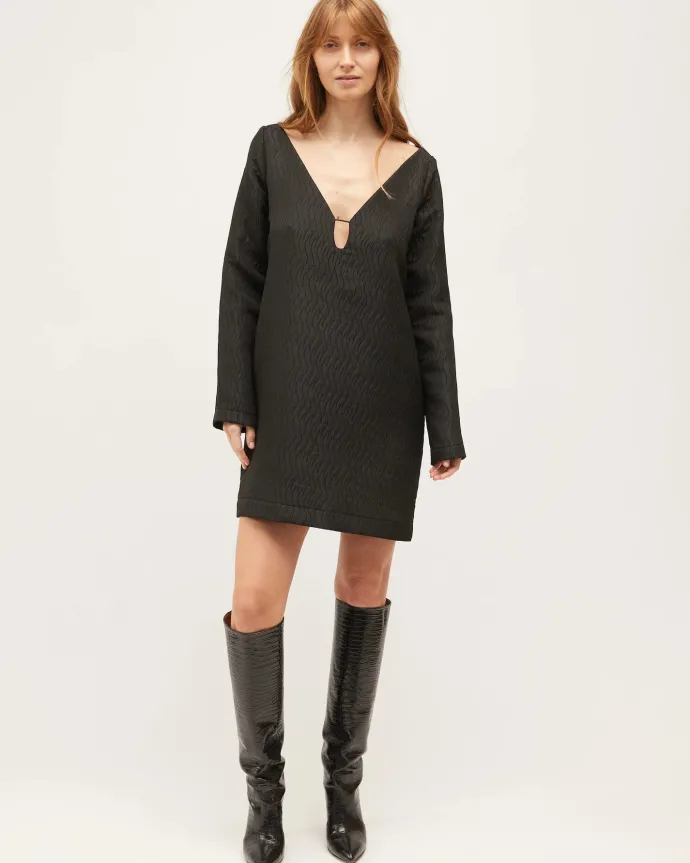 LAST ONE | Dominique Healy - Coco Dress - Black Swirl Jacquard