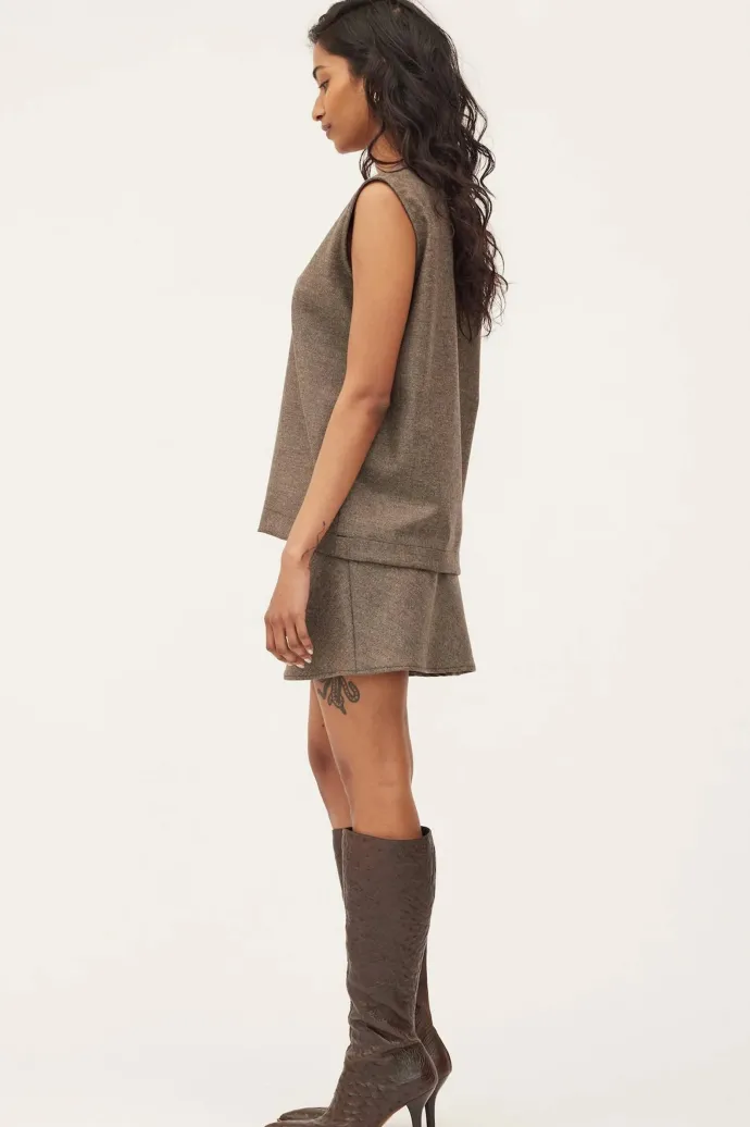 LAST ONE | Dominique Healy - Bias Miniskirt - Biscuit