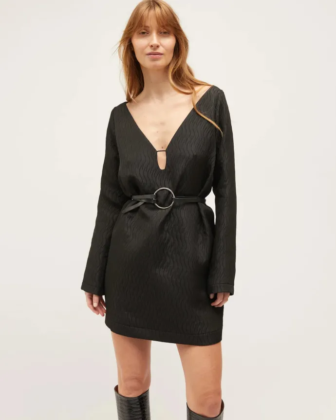 LAST ONE | Dominique Healy - Coco Dress - Black Swirl Jacquard