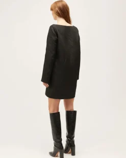 LAST ONE | Dominique Healy - Coco Dress - Black Swirl Jacquard