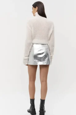 LAST ONE | Friend of Audrey - Musier Leather Mini Skirt - Silver