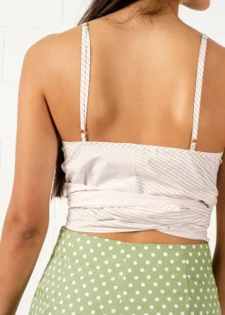 LAST ONE | Penny Sage - Dalton Wrap Top - Sand Stripes