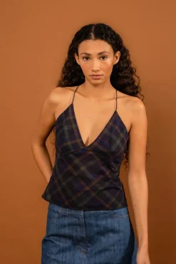 LAST ONE | Penny Sage - Roberta Singlet - Midnight Forest Tartan