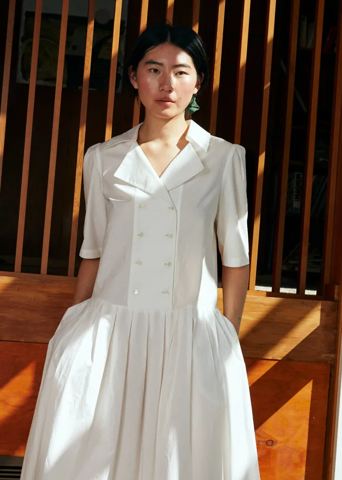 LAST ONE | Penny Sage - Summer Iris Dress - Ivory Poplin