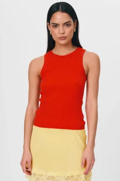 LAST ONE | ROWIE - Avery Knit Tank - Aperol Red