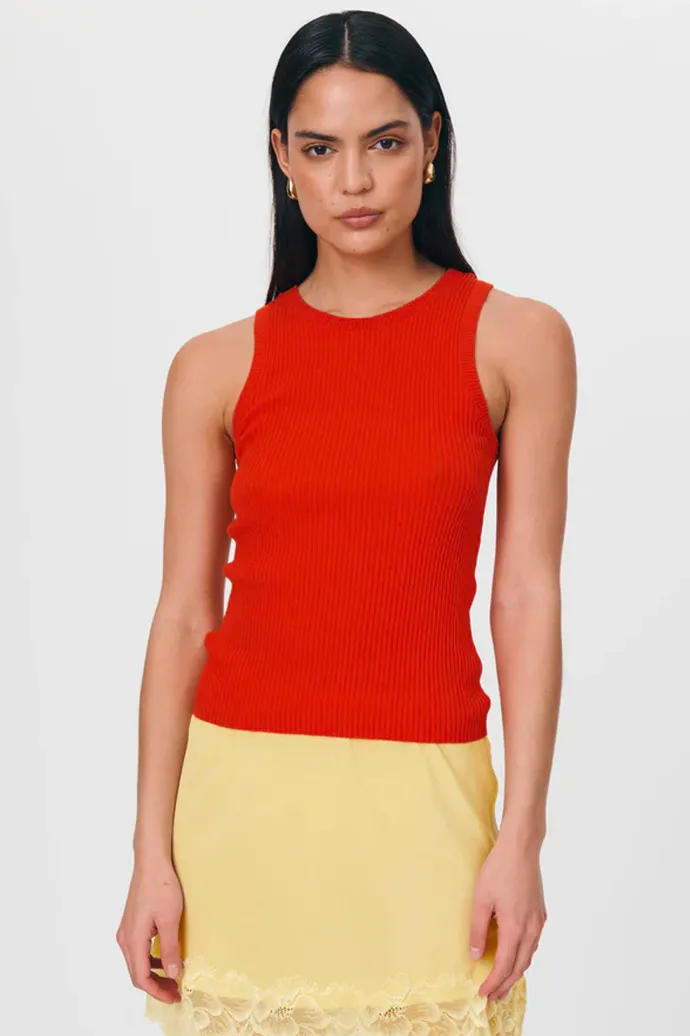 LAST ONE | ROWIE - Avery Knit Tank - Aperol Red