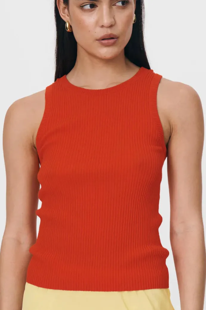 LAST ONE | ROWIE - Avery Knit Tank - Aperol Red