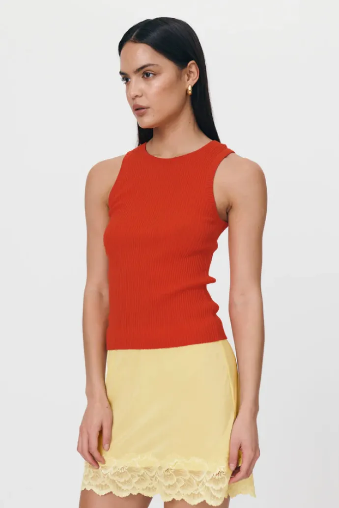 LAST ONE | ROWIE - Avery Knit Tank - Aperol Red