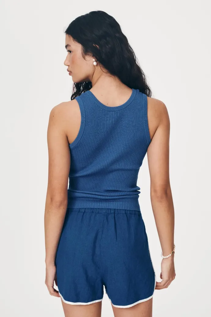 LAST ONE | ROWIE - Avery Knit Tank - Cobalt Blue