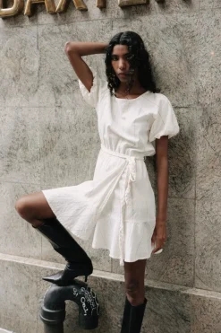 LAST ONE | ROWIE - Dara Stripe Minidress - Natural