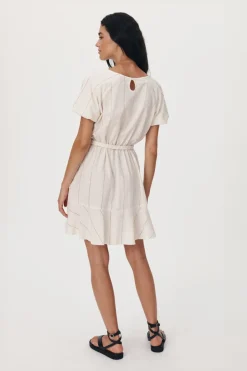 LAST ONE | ROWIE - Dara Stripe Minidress - Natural