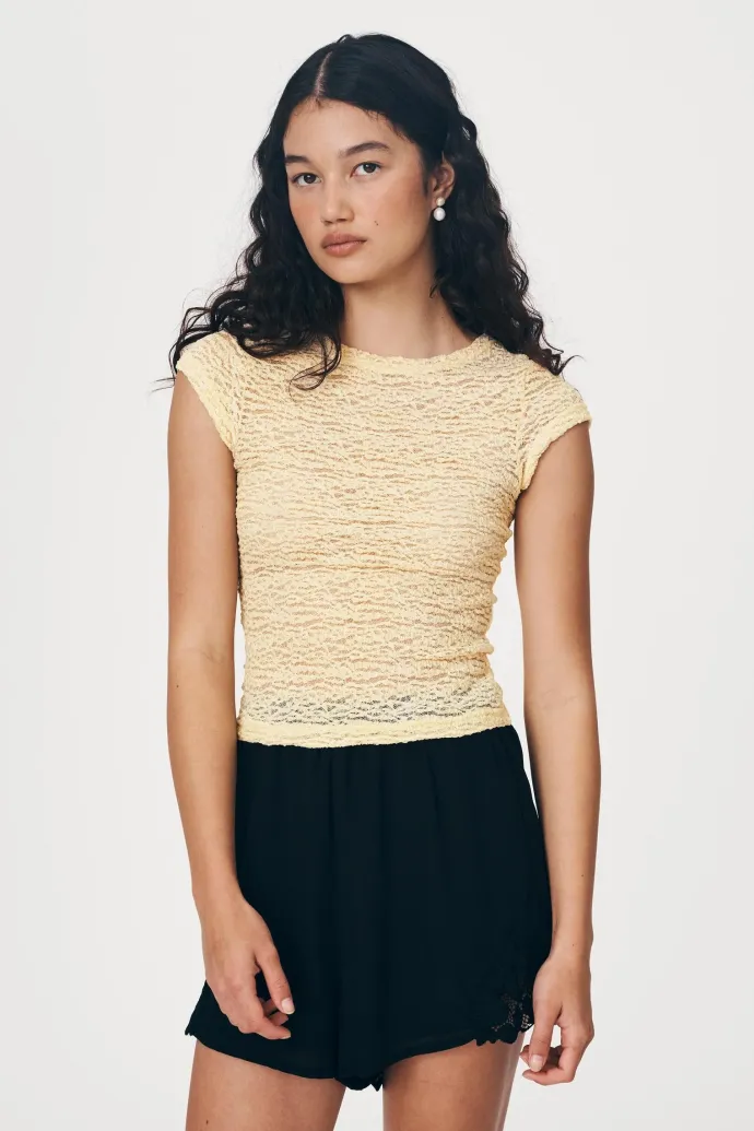LAST ONE | ROWIE - Galo Lace Tee - Lemon
