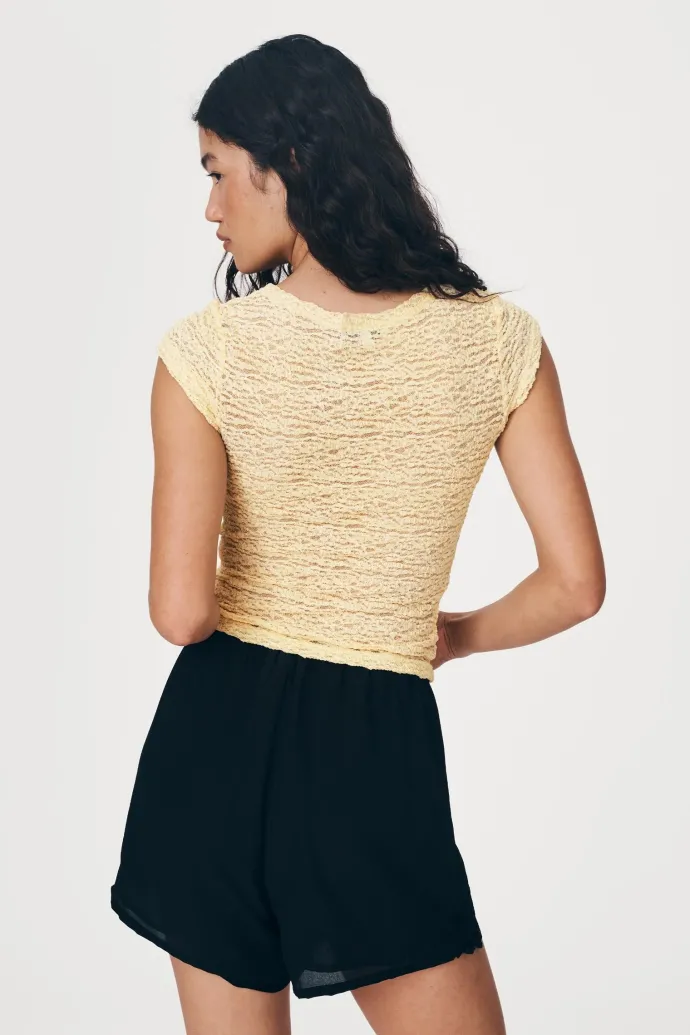 LAST ONE | ROWIE - Galo Lace Tee - Lemon