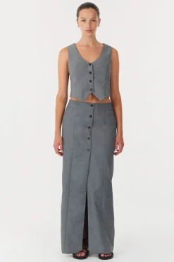 LAST ONE | Third Form - Metropolis Tailored Maxi Skirt - Smoke