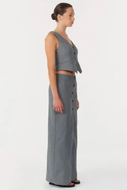 LAST ONE | Third Form - Metropolis Tailored Maxi Skirt - Smoke