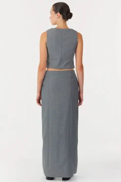 LAST ONE | Third Form - Metropolis Tailored Maxi Skirt - Smoke