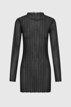 LAST ONE | Third Form - Peer Through Knit Mini Dress - Black