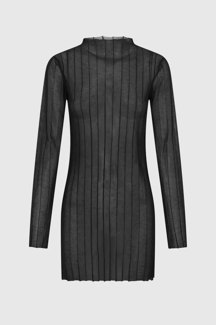 LAST ONE | Third Form - Peer Through Knit Mini Dress - Black