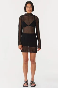 LAST ONE | Third Form - Peer Through Knit Mini Dress - Black