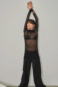 LAST ONE | Third Form - Peer Through Knit Mini Dress - Black