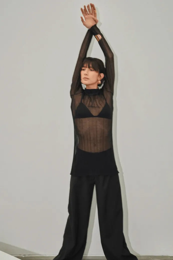 LAST ONE | Third Form - Peer Through Knit Mini Dress - Black