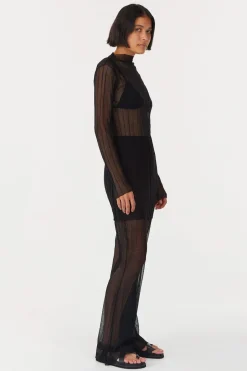LAST ONE | Third Form - Peer Through Knit Mini Dress - Black