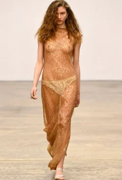 LAST ONE | Third Form - Reflection Sequin Maxi Dress - Honey