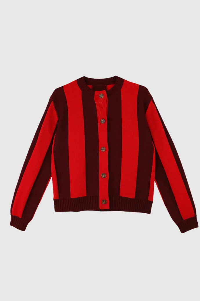 L.F. Markey - Ace Cardigan - Burgundy Stripe
