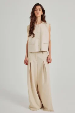 Norr - Kamin Cropped Waistcoat - Beige