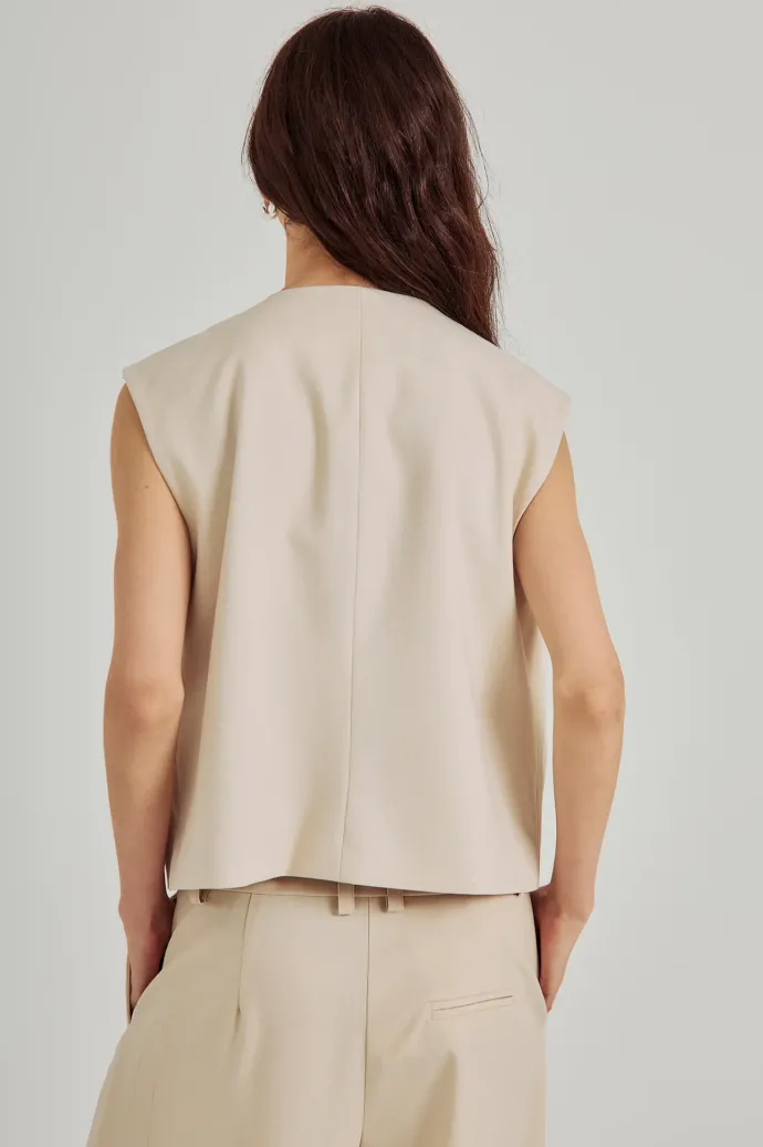 Norr - Kamin Cropped Waistcoat - Beige