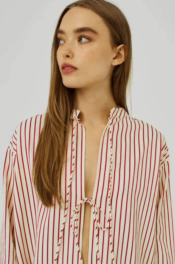 Norr - Linna Tie Shirt - Red Stripe