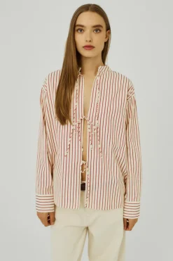 Norr - Linna Tie Shirt - Red Stripe