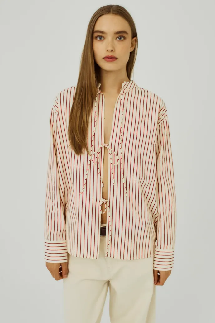 Norr - Linna Tie Shirt - Red Stripe