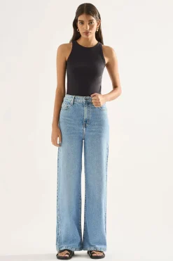 Outland Denim - Ellie High Wide Leg Jean - Ezra Blue