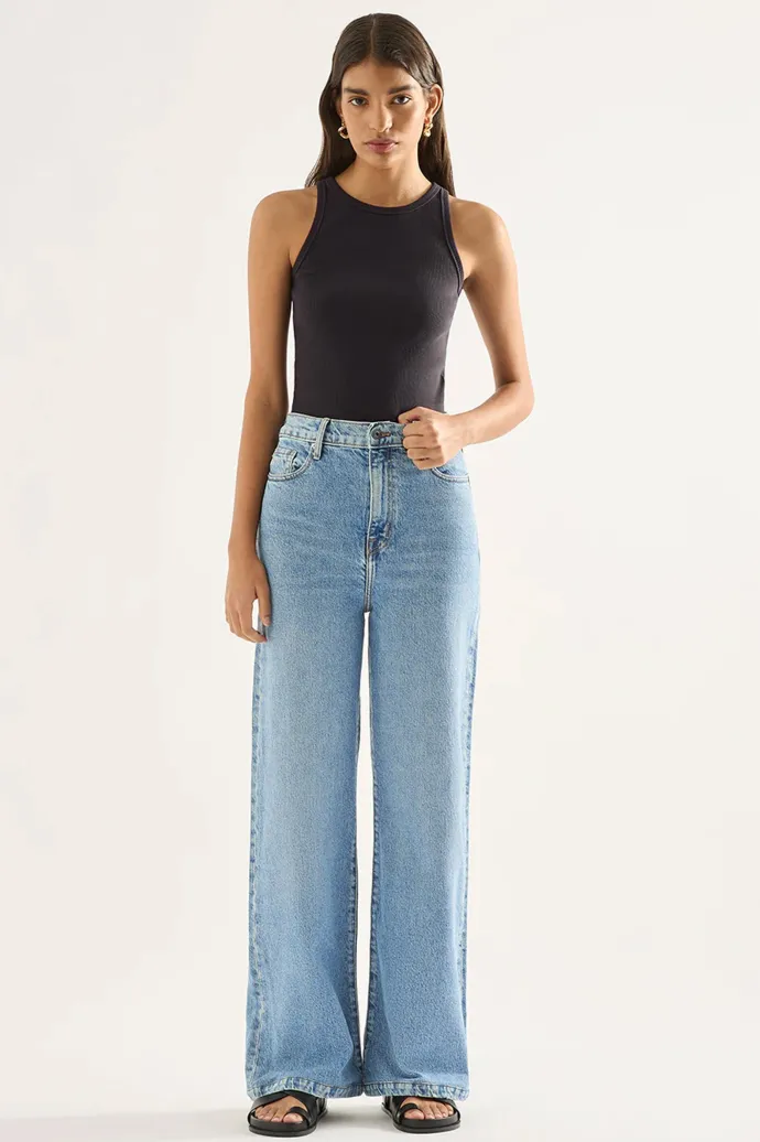 Outland Denim - Ellie High Wide Leg Jean - Ezra Blue