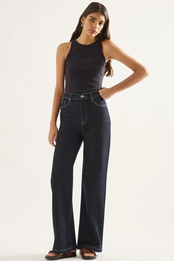 Outland Denim - Ellie High Wide Leg Jean - Rinse