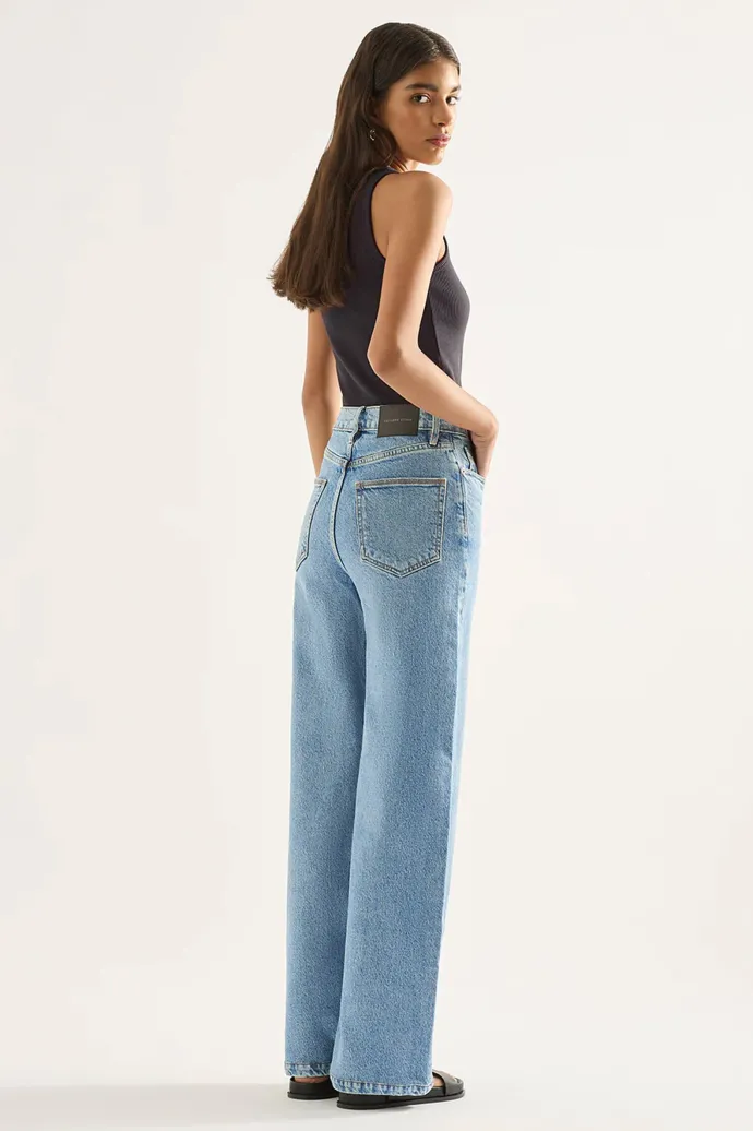 Outland Denim - Ellie High Wide Leg Jean - Ezra Blue