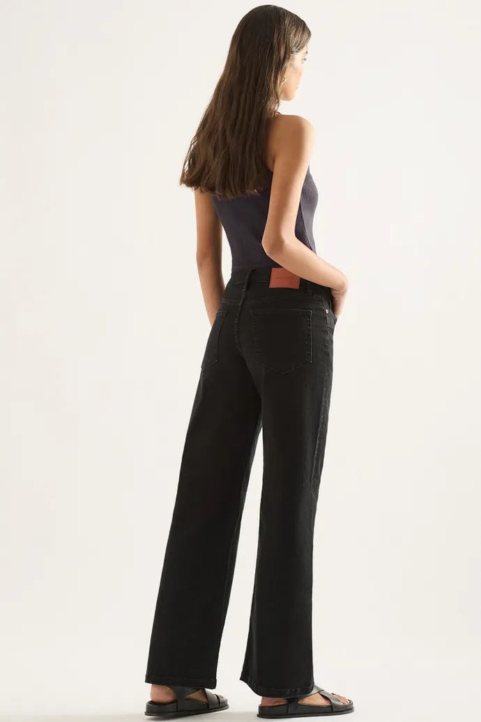 Outland Denim - Mia Mid-Rise Wide Leg Jean - Black