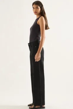 Outland Denim - Mia Mid-Rise Wide Leg Jean - Black