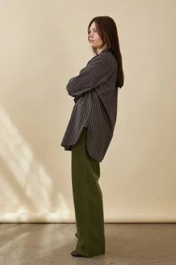 Penny Sage - Mason Shirt - Charcoal Stripe