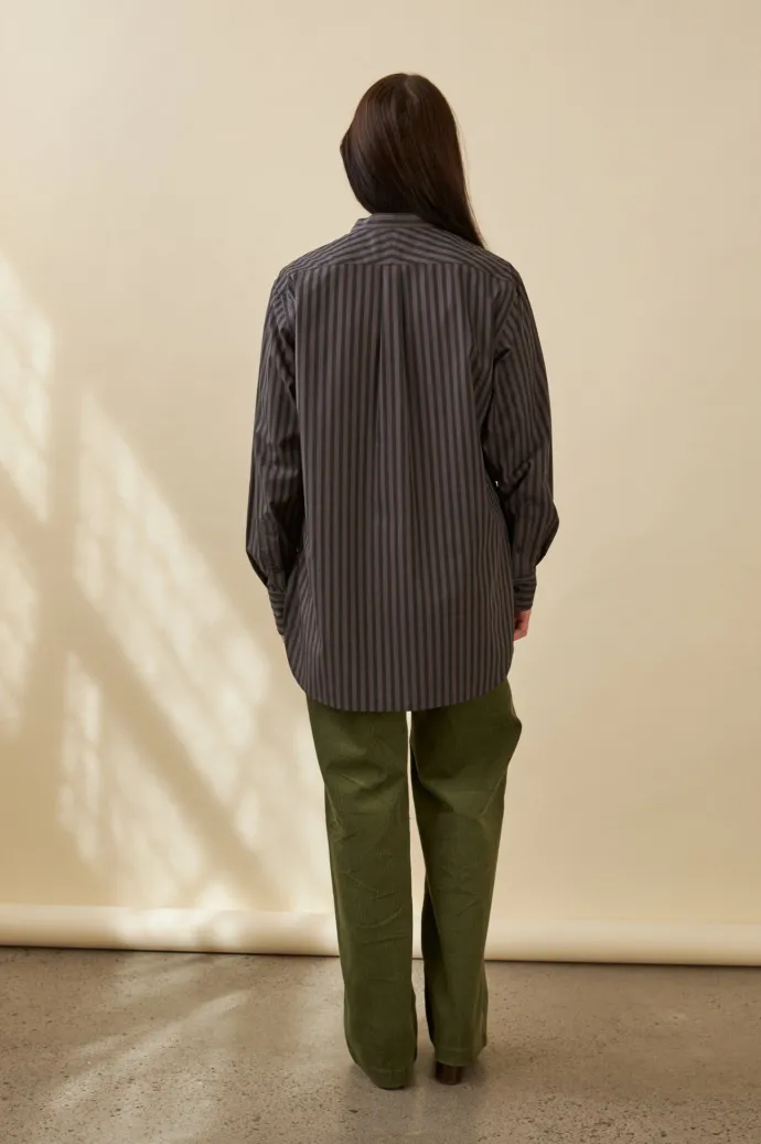 Penny Sage - Mason Shirt - Charcoal Stripe