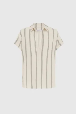 ROWIE - Juni Blouse - Natural & Black Stripe