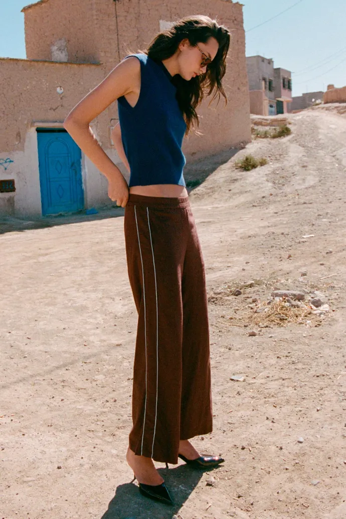 ROWIE - Kaia Linen Straight Pants - Andorra