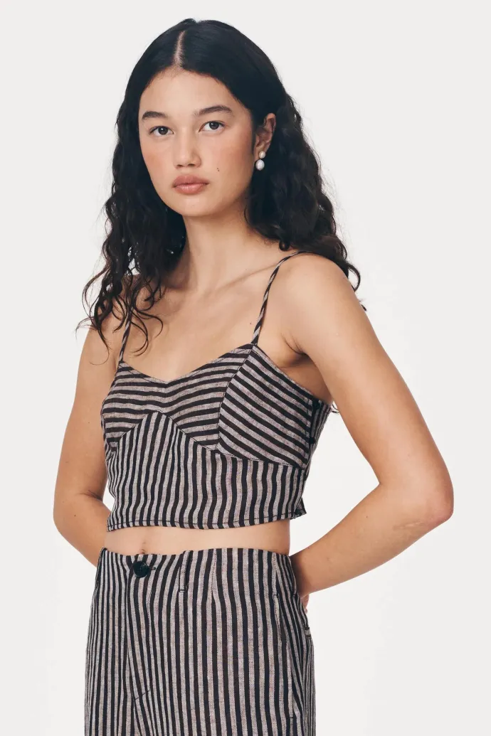 ROWIE - Loam Bustier Crop - Brown Stripe