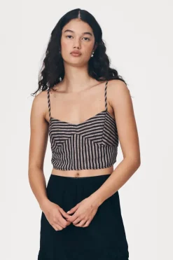 ROWIE - Loam Bustier Crop - Brown Stripe