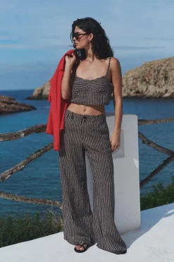 ROWIE - Loam Bustier Crop - Brown Stripe