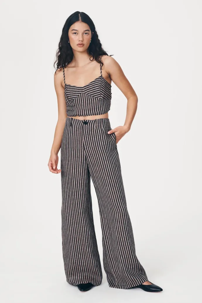 ROWIE - Loam Bustier Crop - Brown Stripe