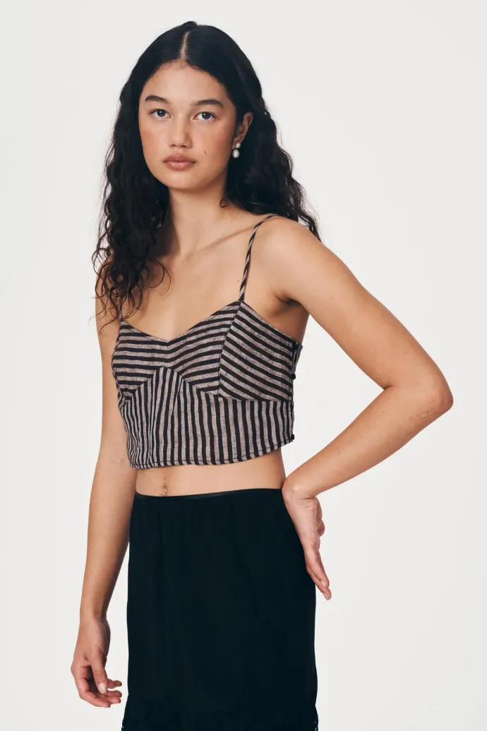 ROWIE - Loam Bustier Crop - Brown Stripe